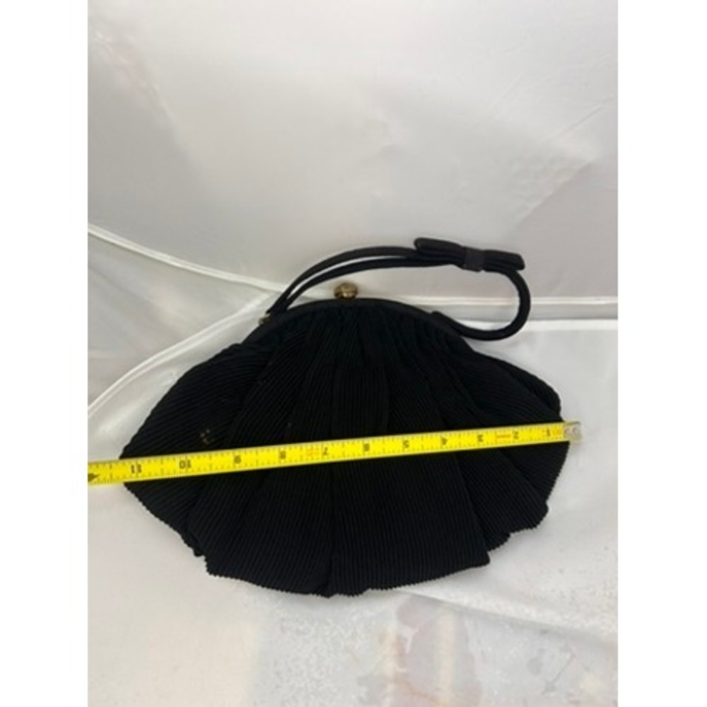 Garay 1950s Black Pleated Evening Bag Kiss Lock Frame Vintage Handbag - Picture 6 of 7